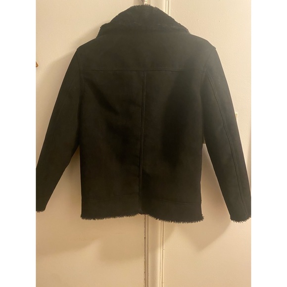 Black Zip Up Suede Moto Jacket - Picture 2 of 3